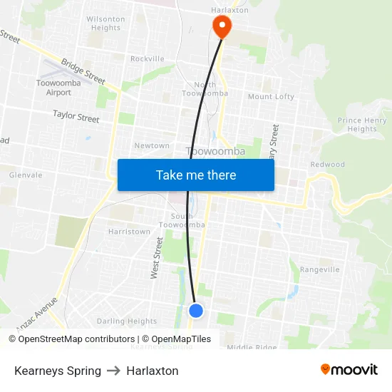 Kearneys Spring to Harlaxton map