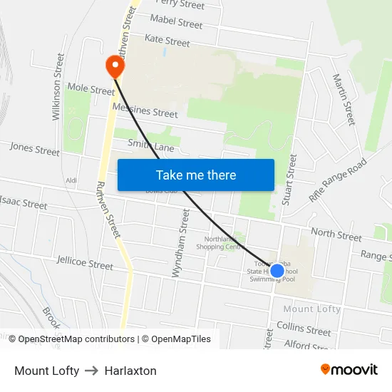 Mount Lofty to Harlaxton map