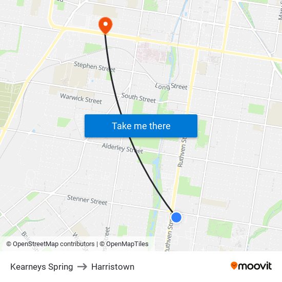 Kearneys Spring to Harristown map