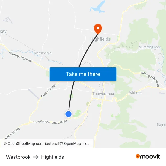Westbrook to Highfields map