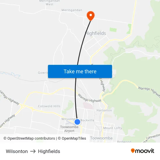 Wilsonton to Highfields map