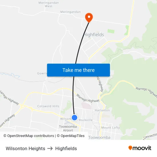 Wilsonton Heights to Highfields map