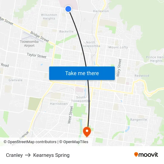 Cranley to Kearneys Spring map