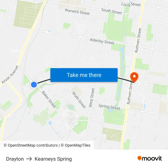 Drayton to Kearneys Spring map