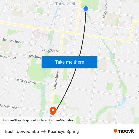 East Toowoomba to Kearneys Spring map