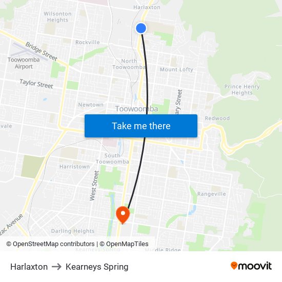 Harlaxton to Kearneys Spring map