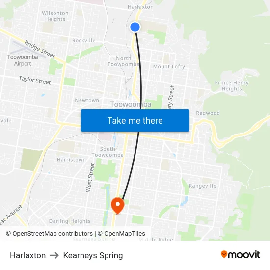 Harlaxton to Kearneys Spring map