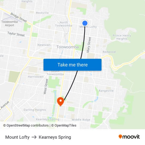 Mount Lofty to Kearneys Spring map