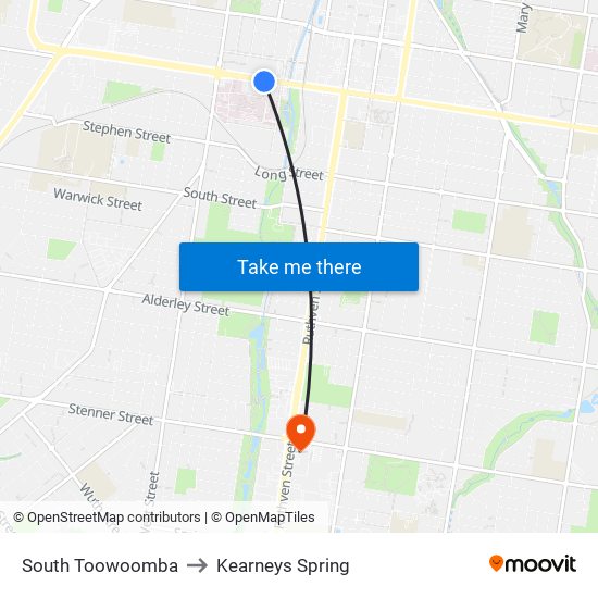 South Toowoomba to Kearneys Spring map