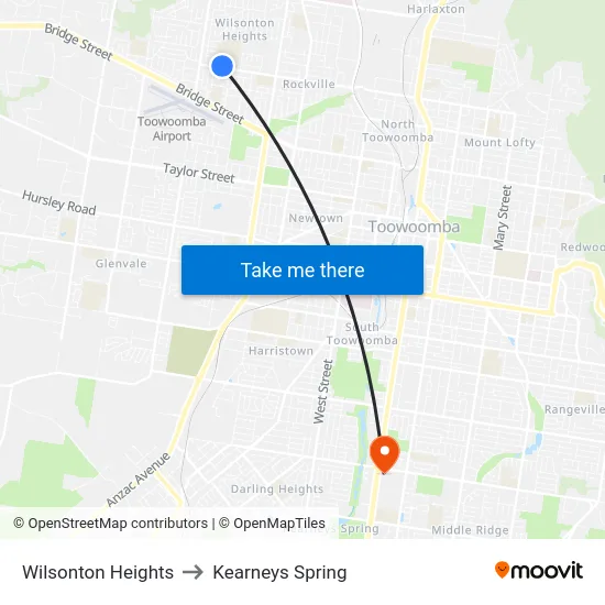 Wilsonton Heights to Kearneys Spring map