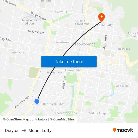 Drayton to Mount Lofty map