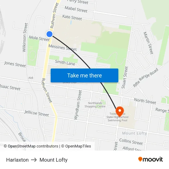 Harlaxton to Mount Lofty map