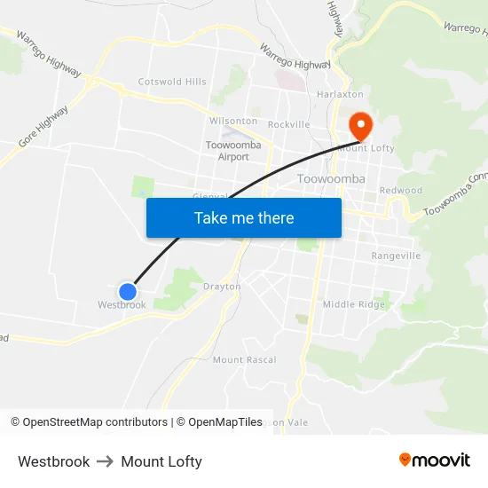 Westbrook to Mount Lofty map
