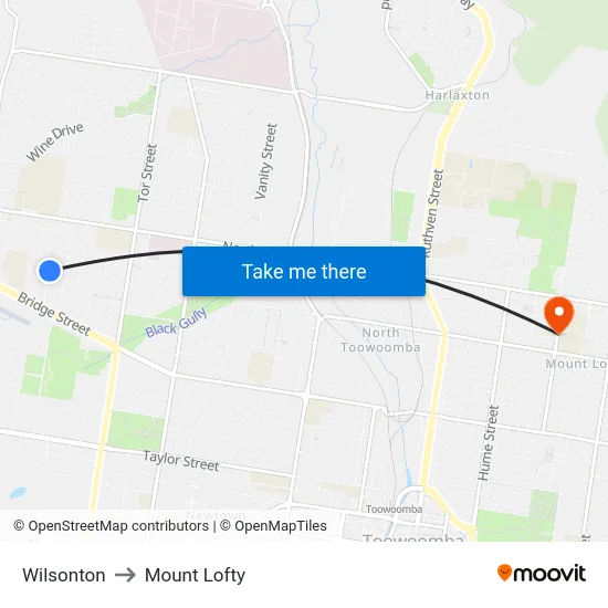 Wilsonton to Mount Lofty map