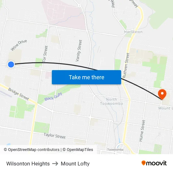 Wilsonton Heights to Mount Lofty map