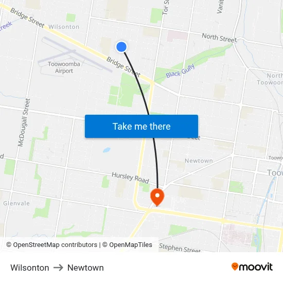 Wilsonton to Newtown map
