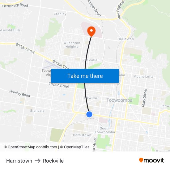 Harristown to Rockville map