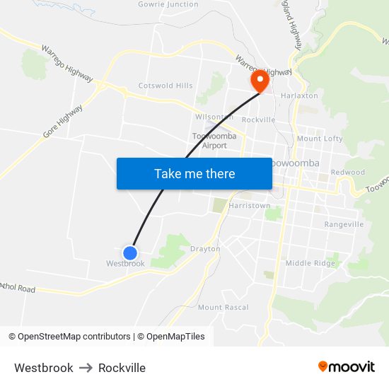 Westbrook to Rockville map