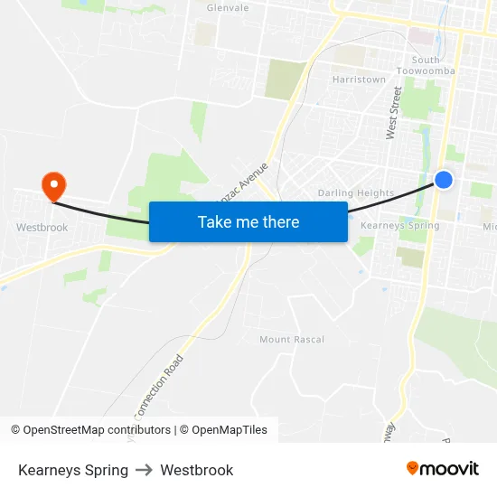 Kearneys Spring to Westbrook map