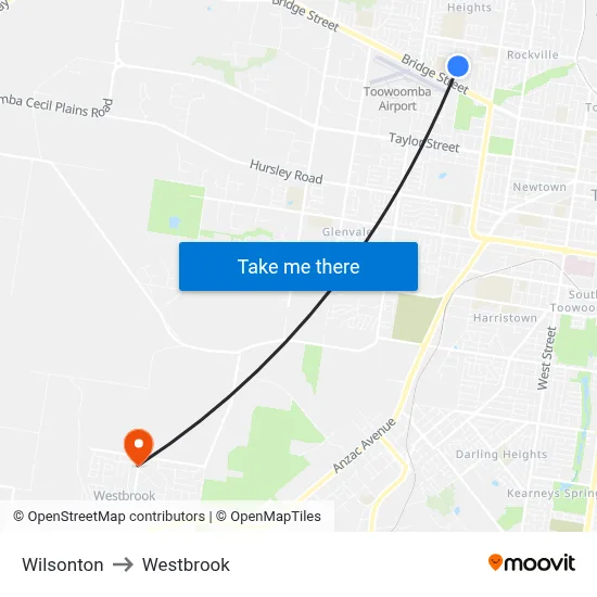 Wilsonton to Westbrook map