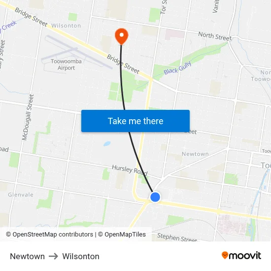 Newtown to Wilsonton map