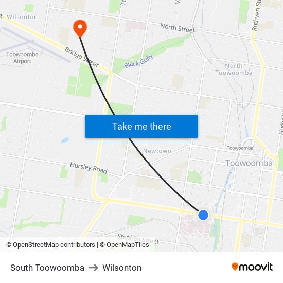 South Toowoomba to Wilsonton map