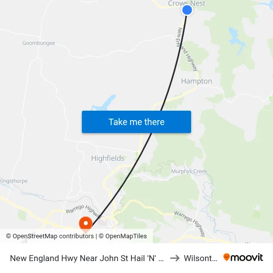 New England Hwy Near John St Hail 'N' Ride to Wilsonton map