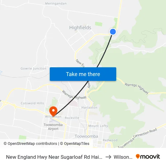 New England Hwy Near Sugarloaf Rd Hail 'N' Ride to Wilsonton map