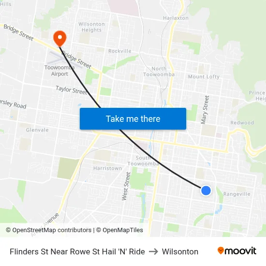 Flinders St Near Rowe St Hail 'N' Ride to Wilsonton map