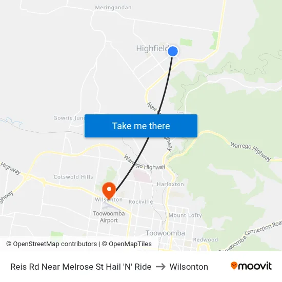 Reis Rd Near Melrose St Hail 'N' Ride to Wilsonton map