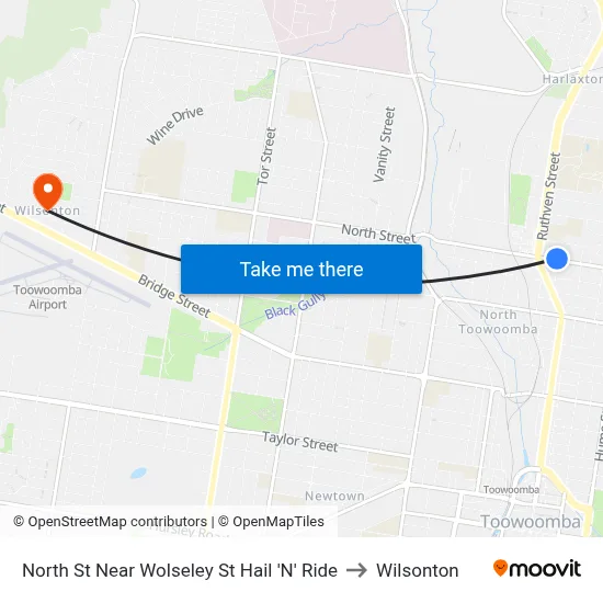 North St Near Wolseley St Hail 'N' Ride to Wilsonton map