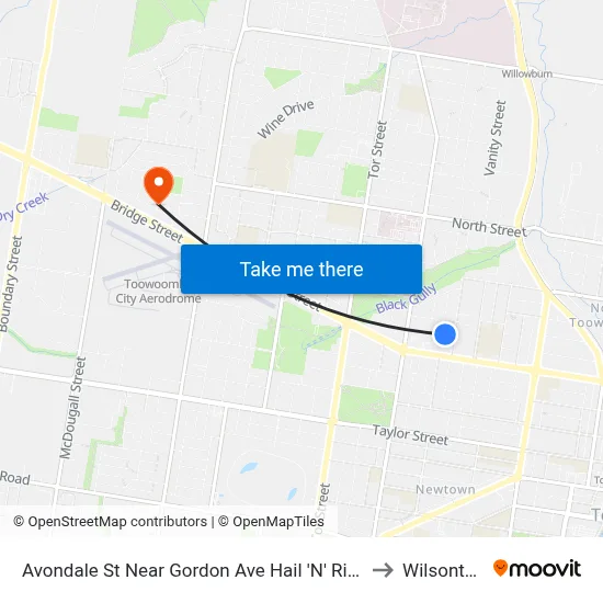 Avondale St Near Gordon Ave Hail 'N' Ride to Wilsonton map