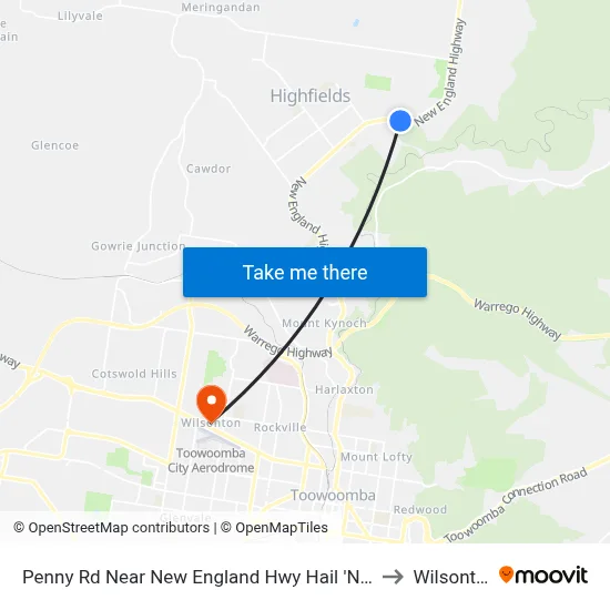 Penny Rd Near New England Hwy Hail 'N' Ride to Wilsonton map