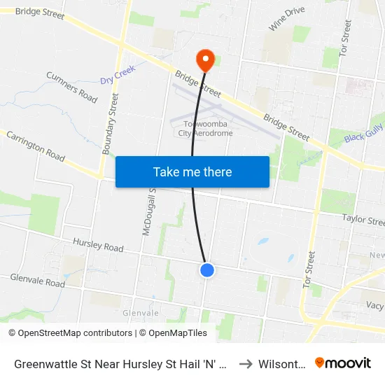 Greenwattle St Near Hursley St Hail 'N' Ride to Wilsonton map