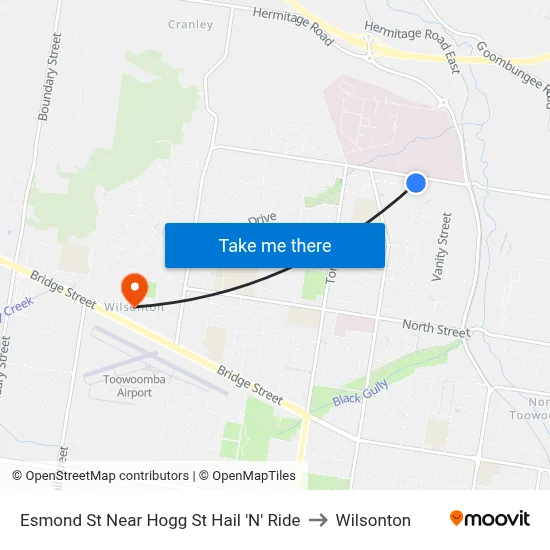 Esmond St Near Hogg St Hail 'N' Ride to Wilsonton map