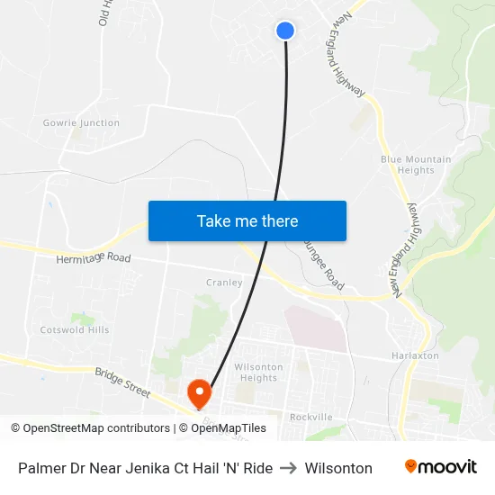 Palmer Dr Near Jenika Ct Hail 'N' Ride to Wilsonton map