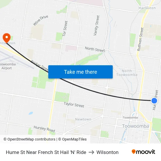 Hume St Near French St Hail 'N' Ride to Wilsonton map