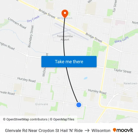 Glenvale Rd Near Croydon St Hail 'N' Ride to Wilsonton map