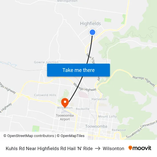 Kuhls Rd Near Highfields Rd Hail 'N' Ride to Wilsonton map