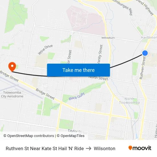 Ruthven St Near Kate St Hail 'N' Ride to Wilsonton map