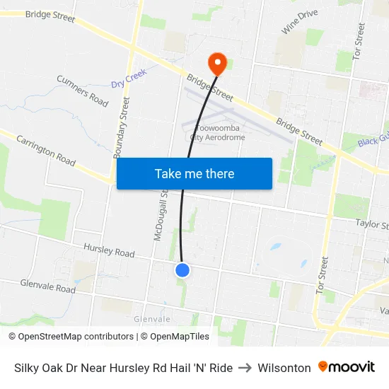 Silky Oak Dr Near Hursley Rd Hail 'N' Ride to Wilsonton map