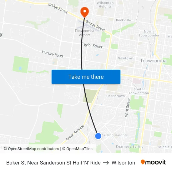Baker St Near Sanderson St Hail 'N' Ride to Wilsonton map