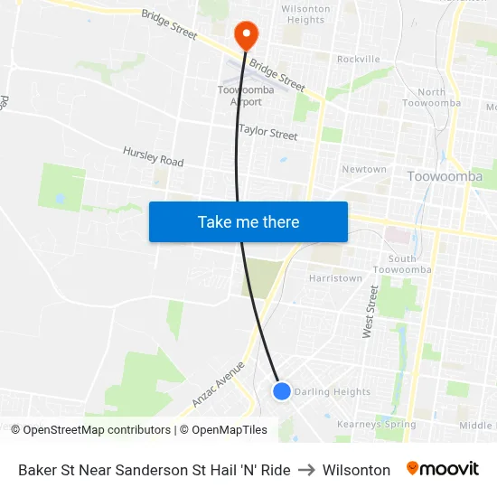 Baker St Near Sanderson St Hail 'N' Ride to Wilsonton map