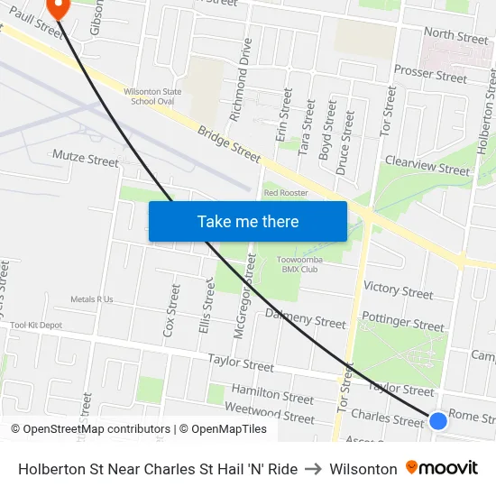 Holberton St Near Charles St Hail 'N' Ride to Wilsonton map