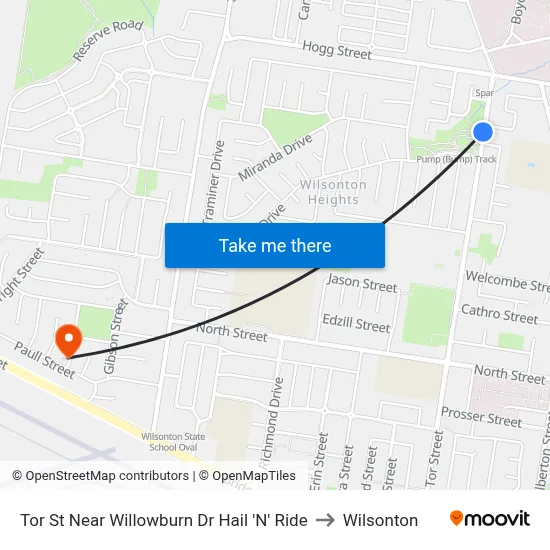 Tor St Near Willowburn Dr Hail 'N' Ride to Wilsonton map