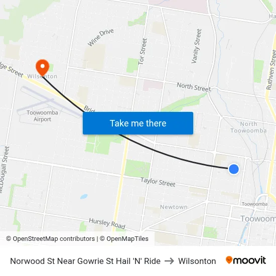 Norwood St Near Gowrie St Hail 'N' Ride to Wilsonton map