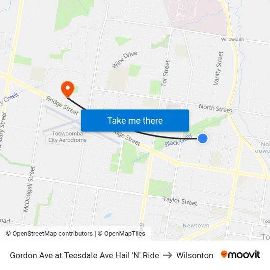 Gordon Ave at Teesdale Ave Hail 'N' Ride to Wilsonton map