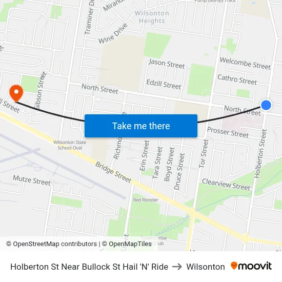 Holberton St Near Bullock St Hail 'N' Ride to Wilsonton map