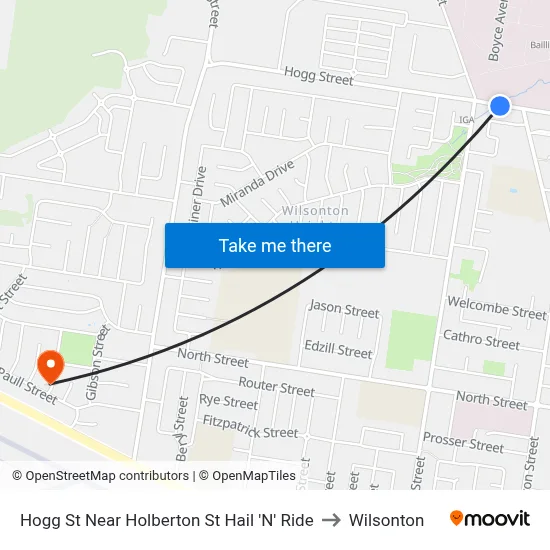 Hogg St Near Holberton St Hail 'N' Ride to Wilsonton map