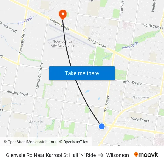 Glenvale Rd Near Karrool St Hail 'N' Ride to Wilsonton map